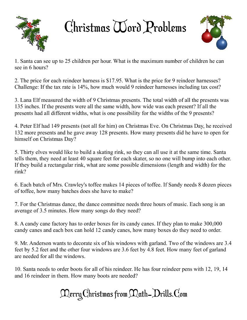 20 4Th Grade Math Worksheets Christmas Pdf