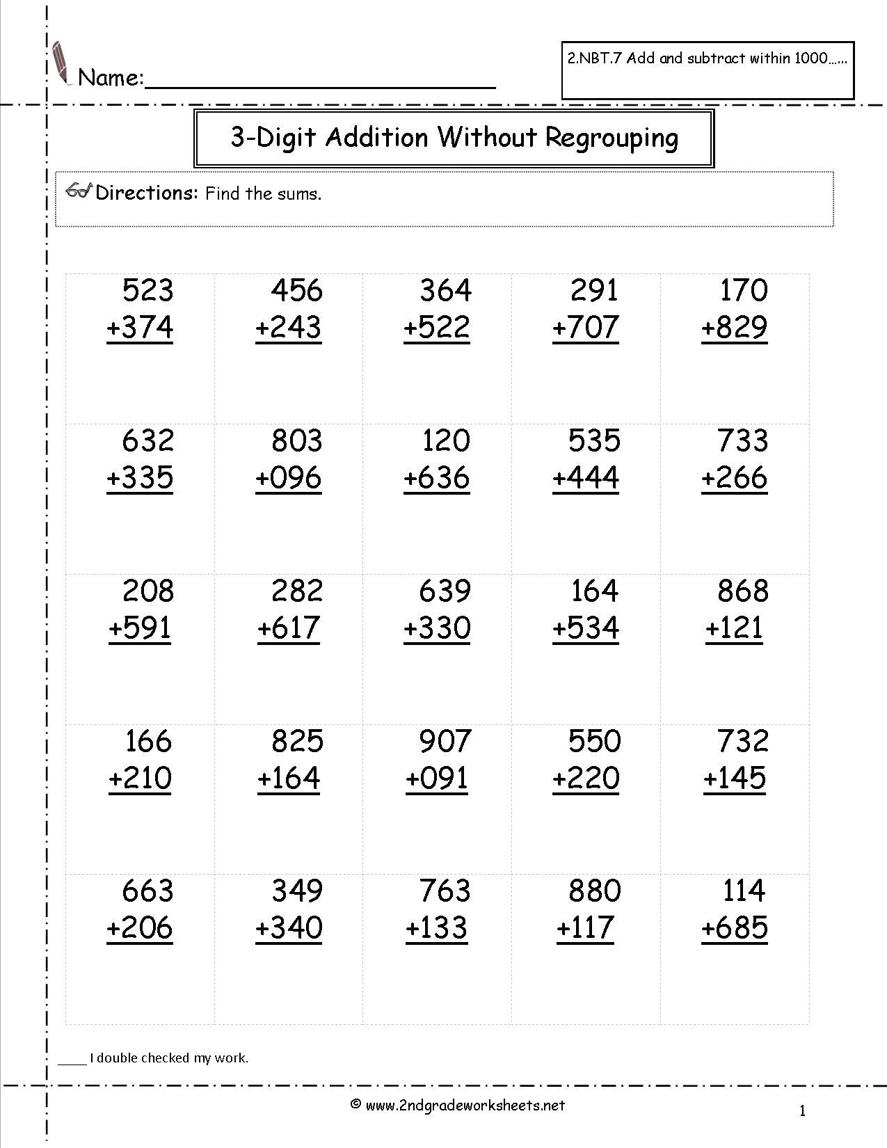 20 Addition For 2Nd Grade Worksheets Free