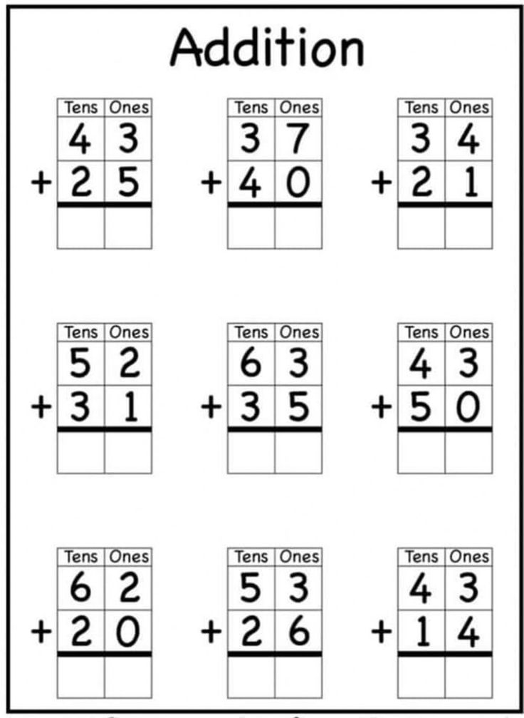 20 Addition Without Regrouping Worksheets For Grade 1 Free