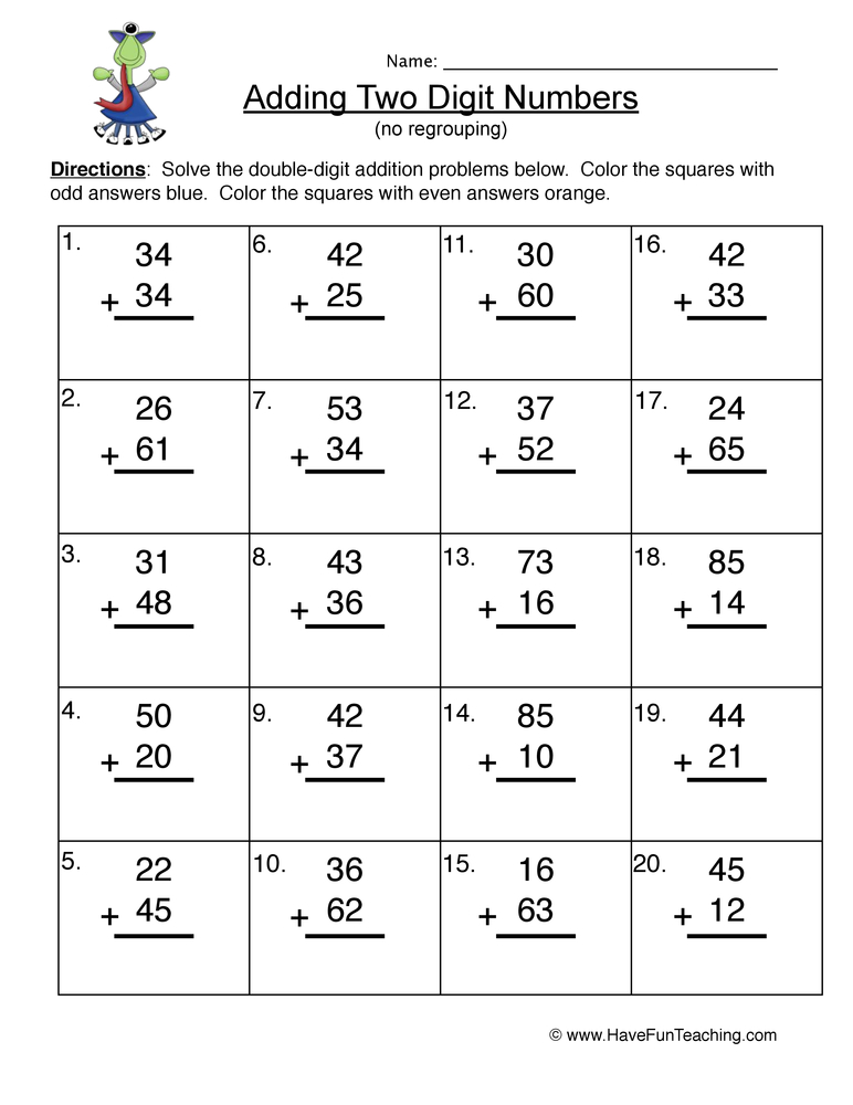 20 Addition Without Regrouping Worksheets For Grade 1 Pdf