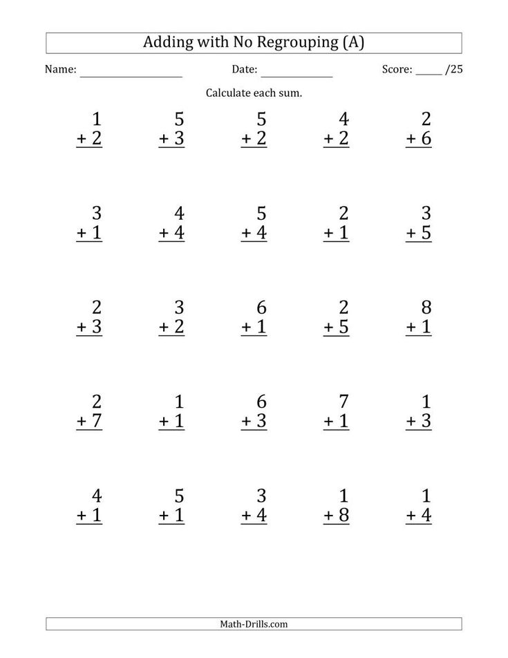 20 Addition Without Regrouping Worksheets For Grade 1 Pdf