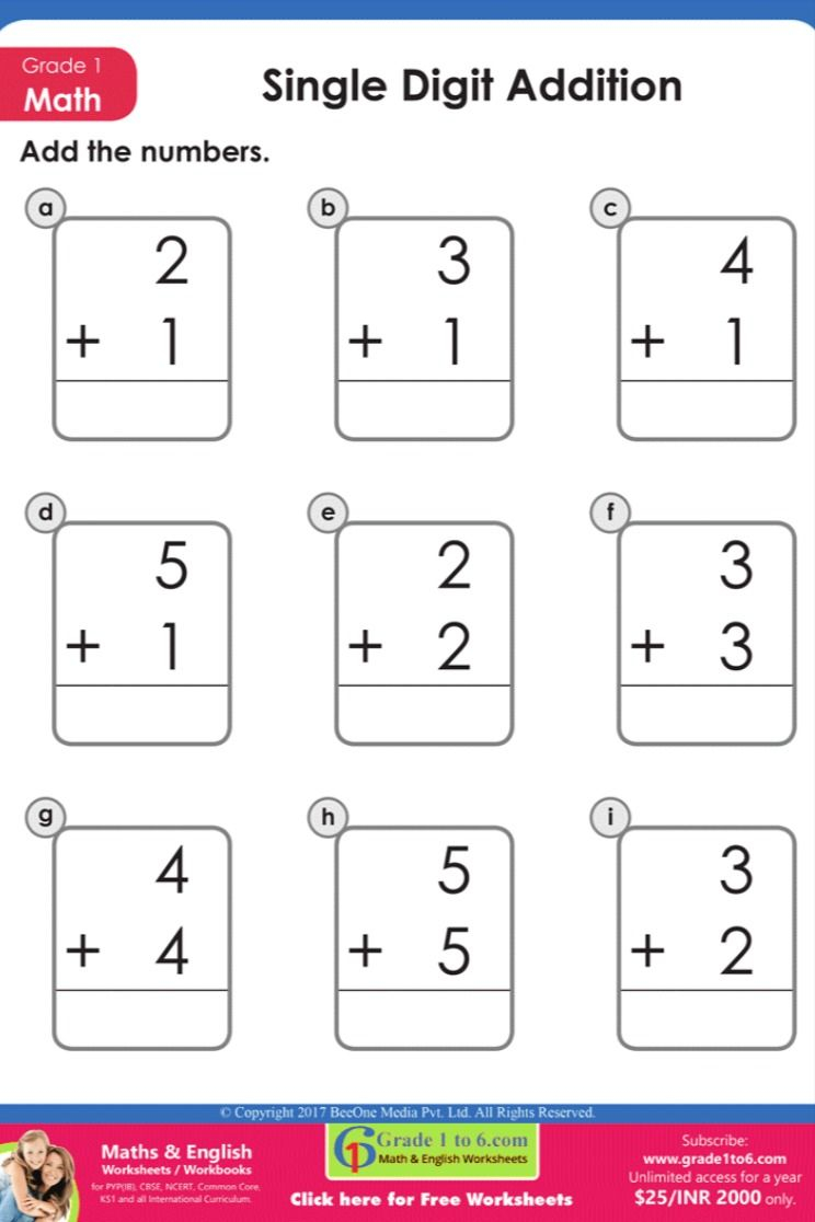 20 Addition Worksheets For Class 1 Pdf