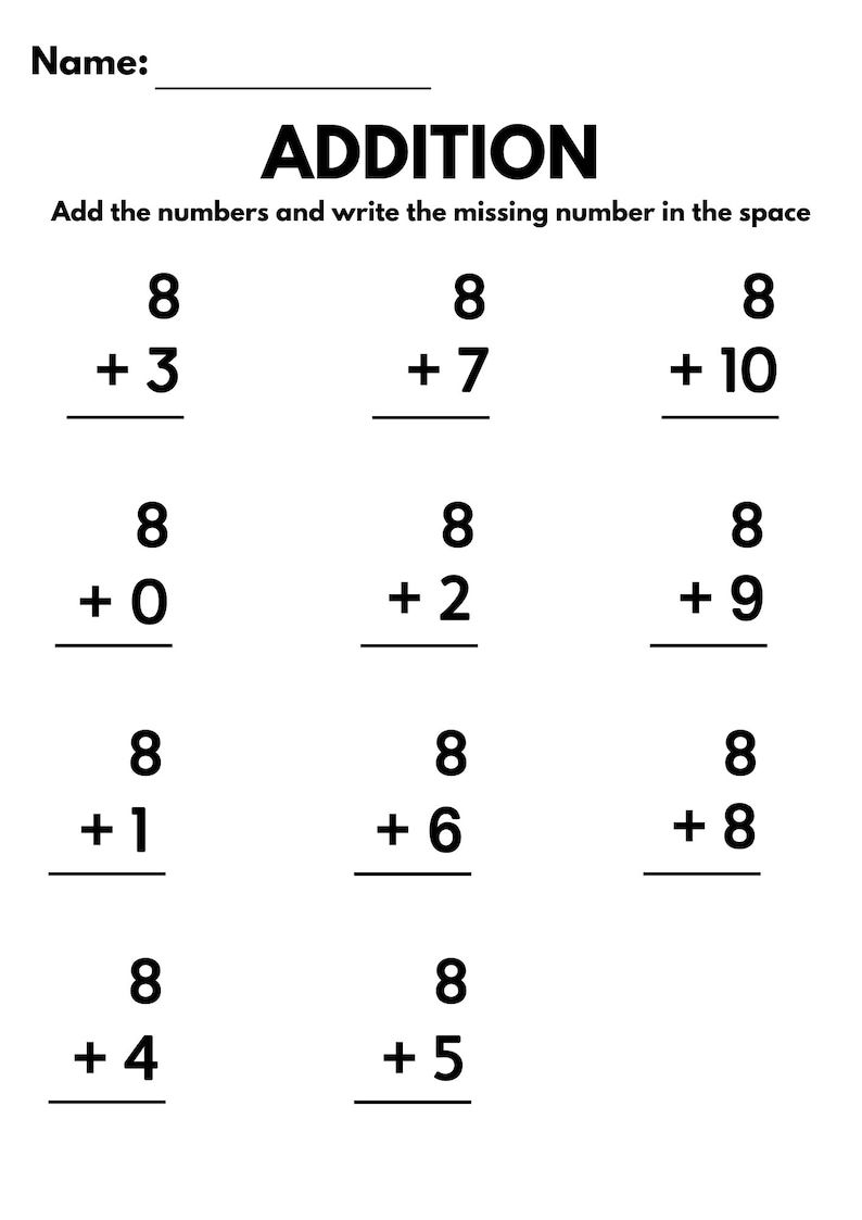 20 Addition Worksheets Grade 1 Missing Free