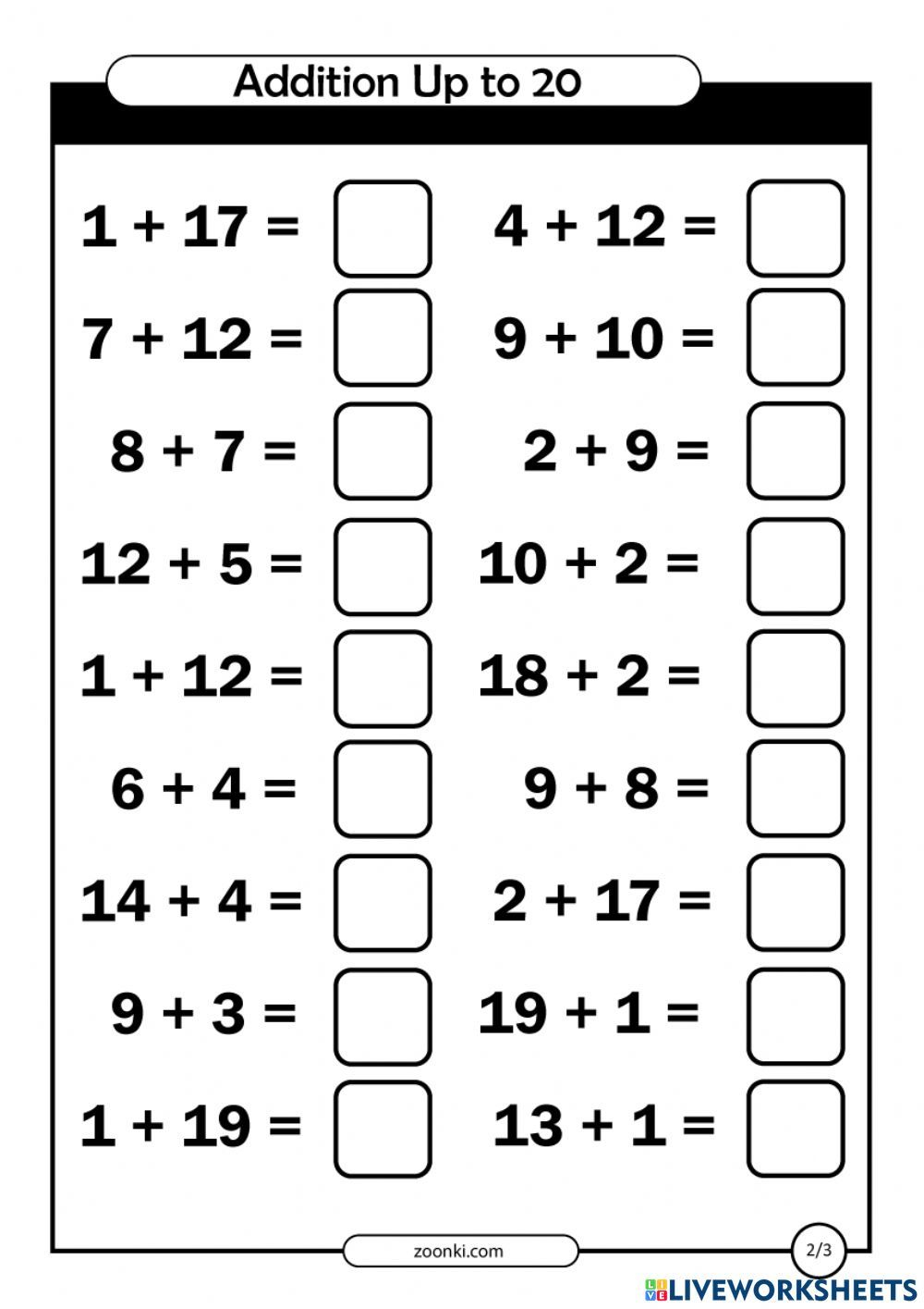 20 Addition Worksheets Grade 1 Missing Pdf