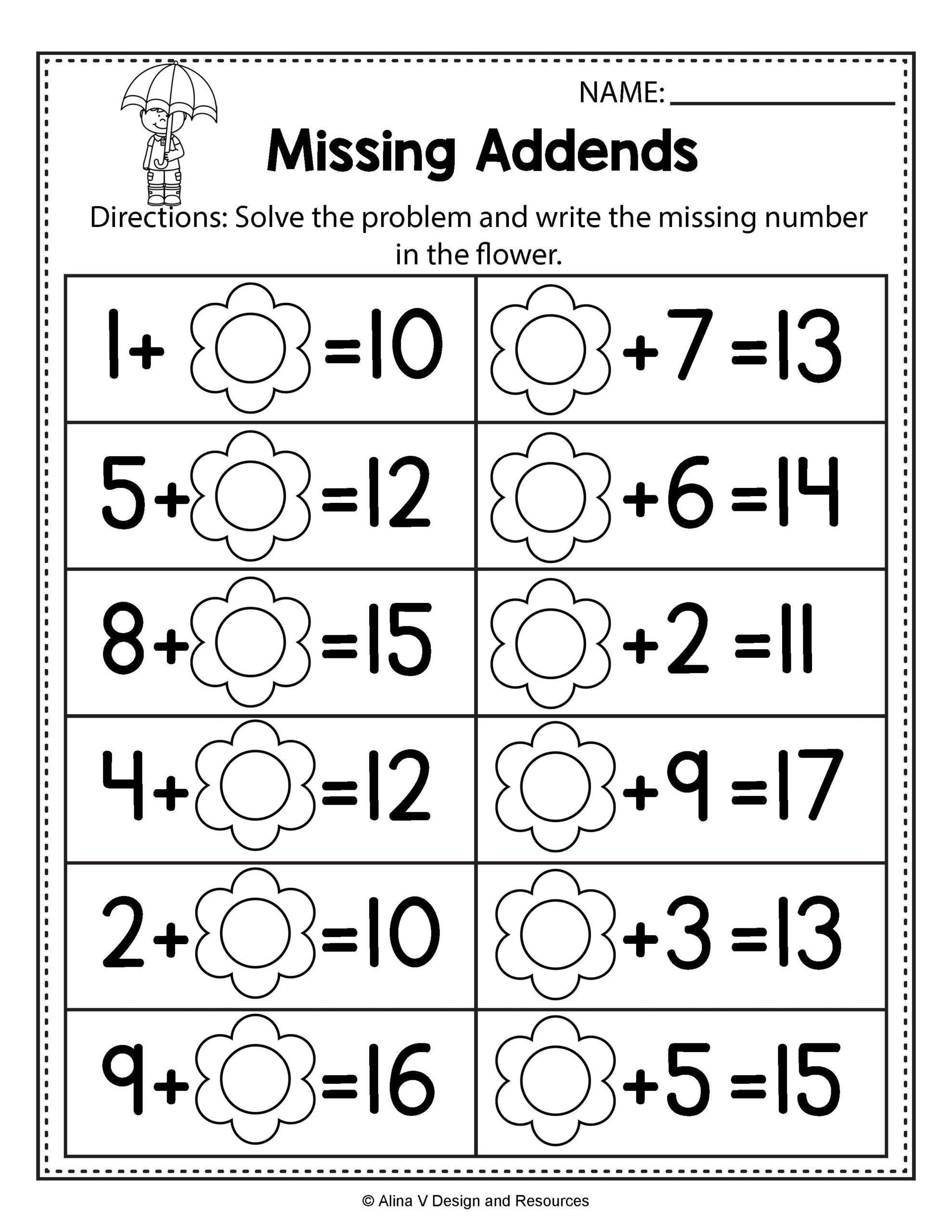 20 Addition Worksheets Grade 1 Missing Pdf