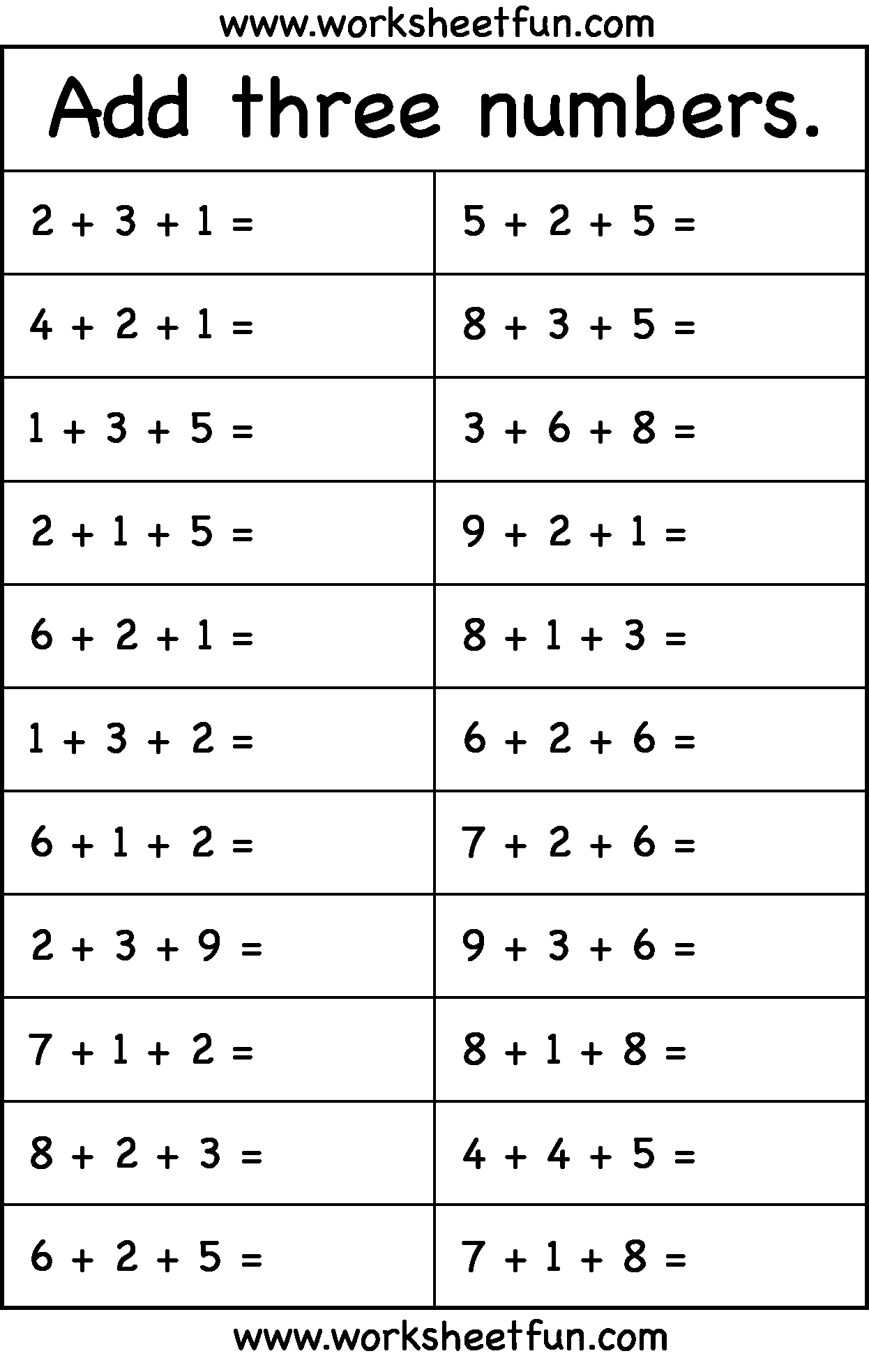 20 Addition Worksheets Grade 1 Three Digit Free