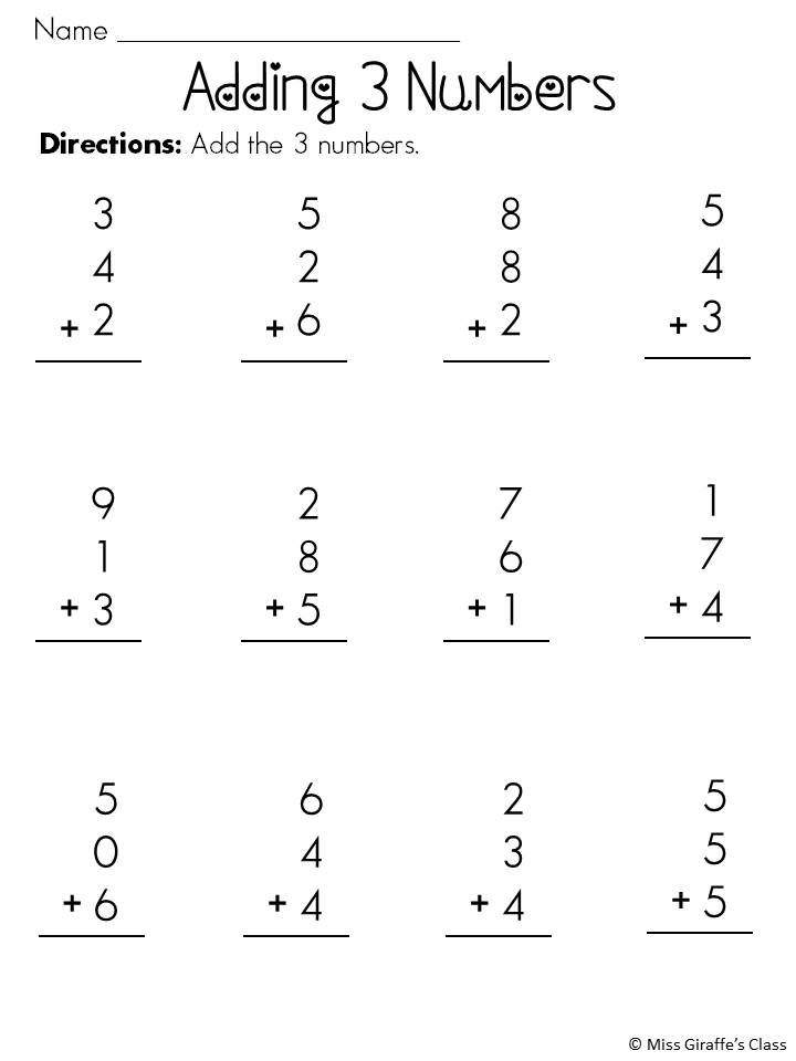 20 Addition Worksheets Grade 1 Three Digit Free