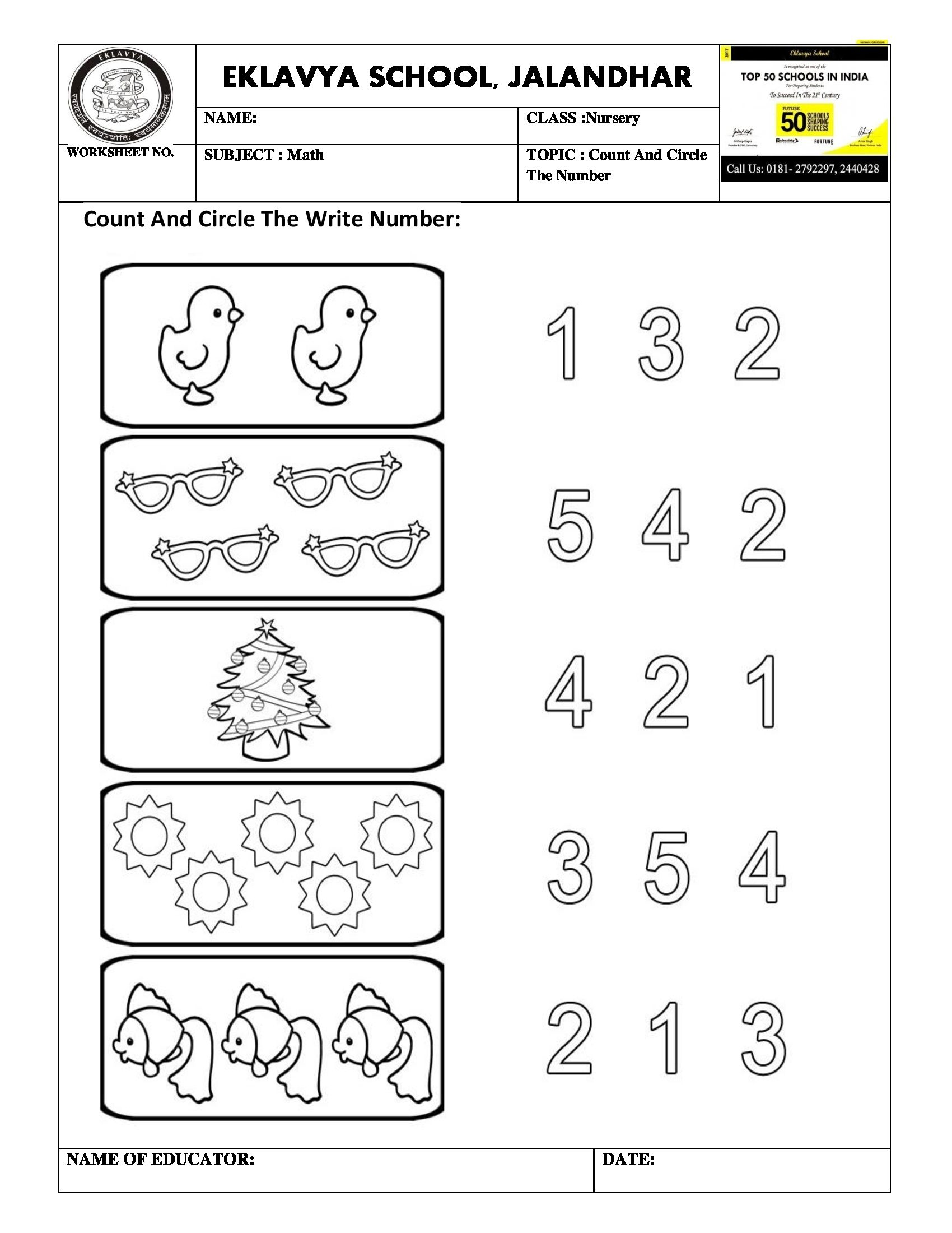 20 Counting And Circle Worksheet Free