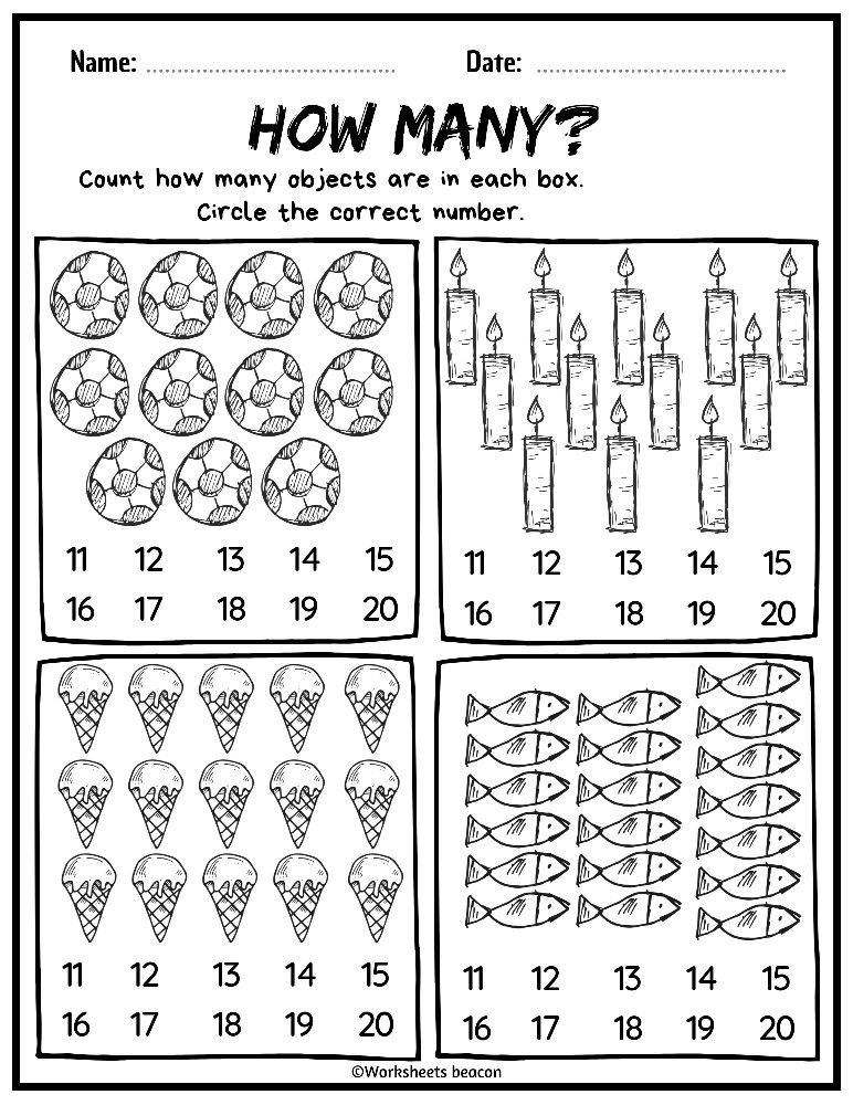 20 Counting And Circle Worksheet Pdf