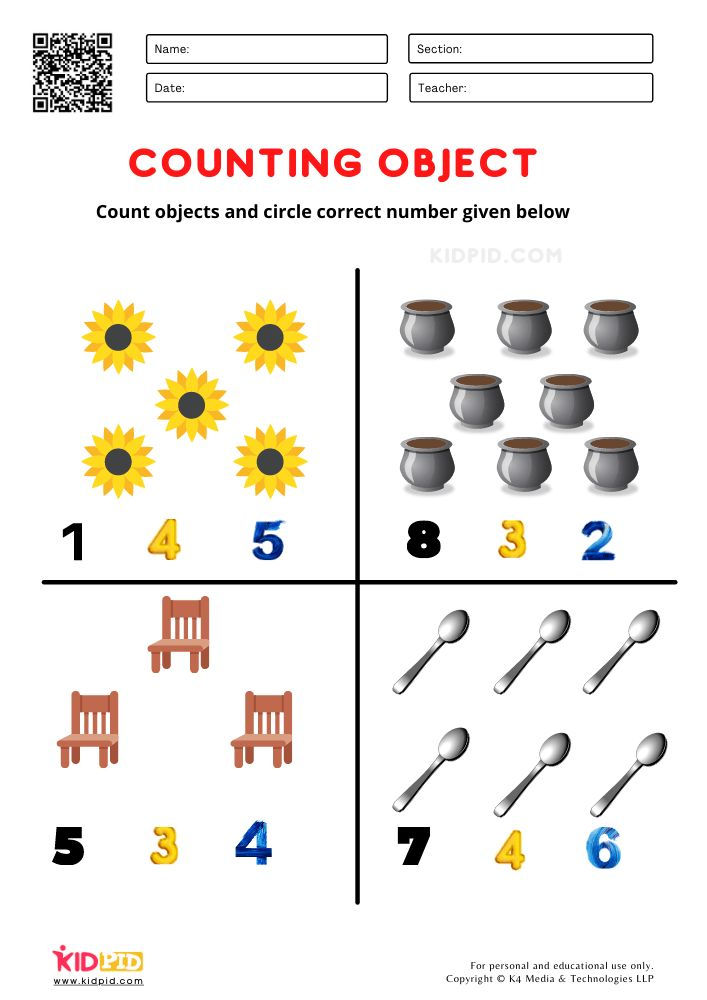 20 Counting Objects Worksheets For Kindergarten Free