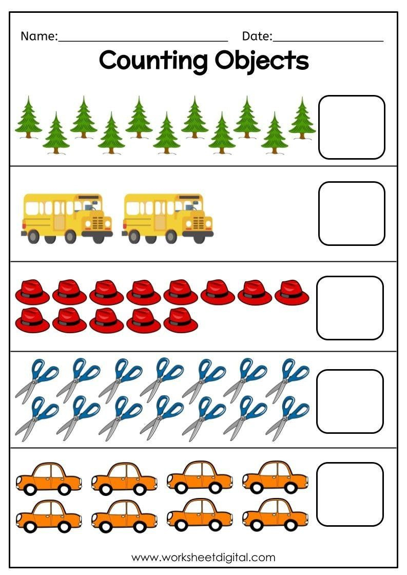 20 Counting Objects Worksheets For Kindergarten Pdf