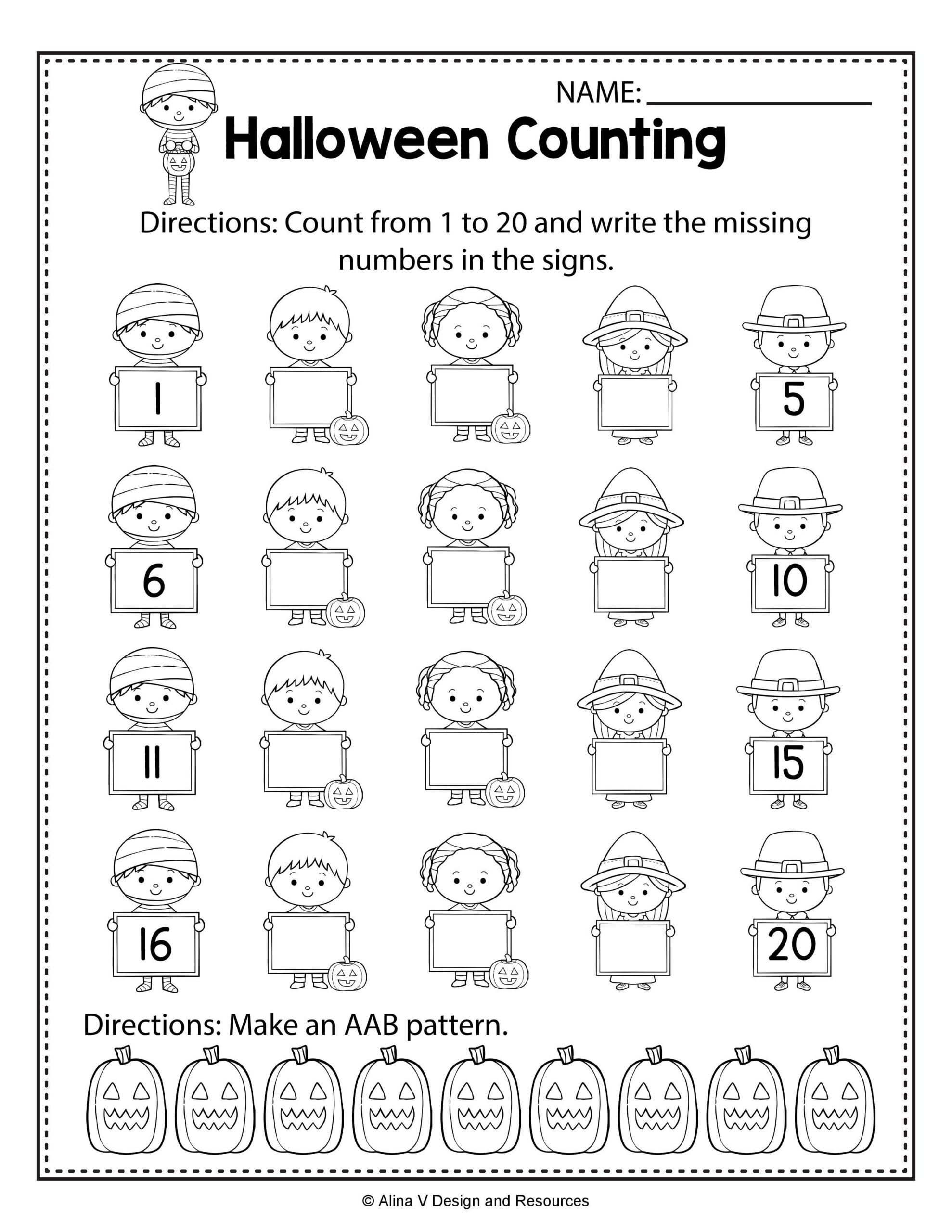 20 Halloween Math Worksheets For Preschool Free