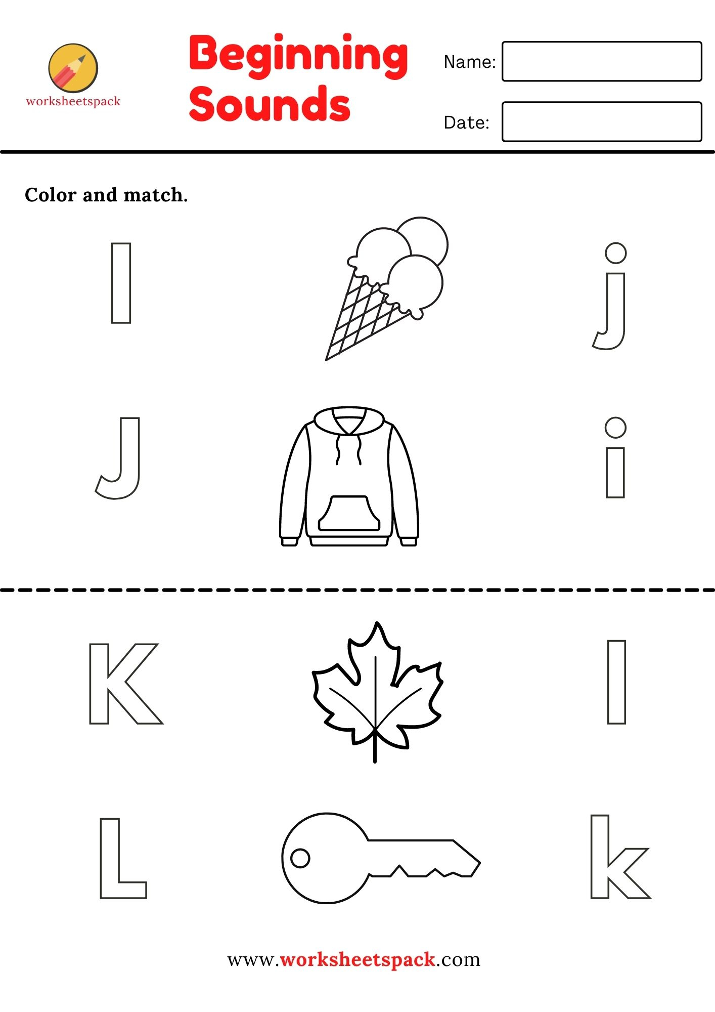 20 Kindergarten Worksheets Color By Letter Free