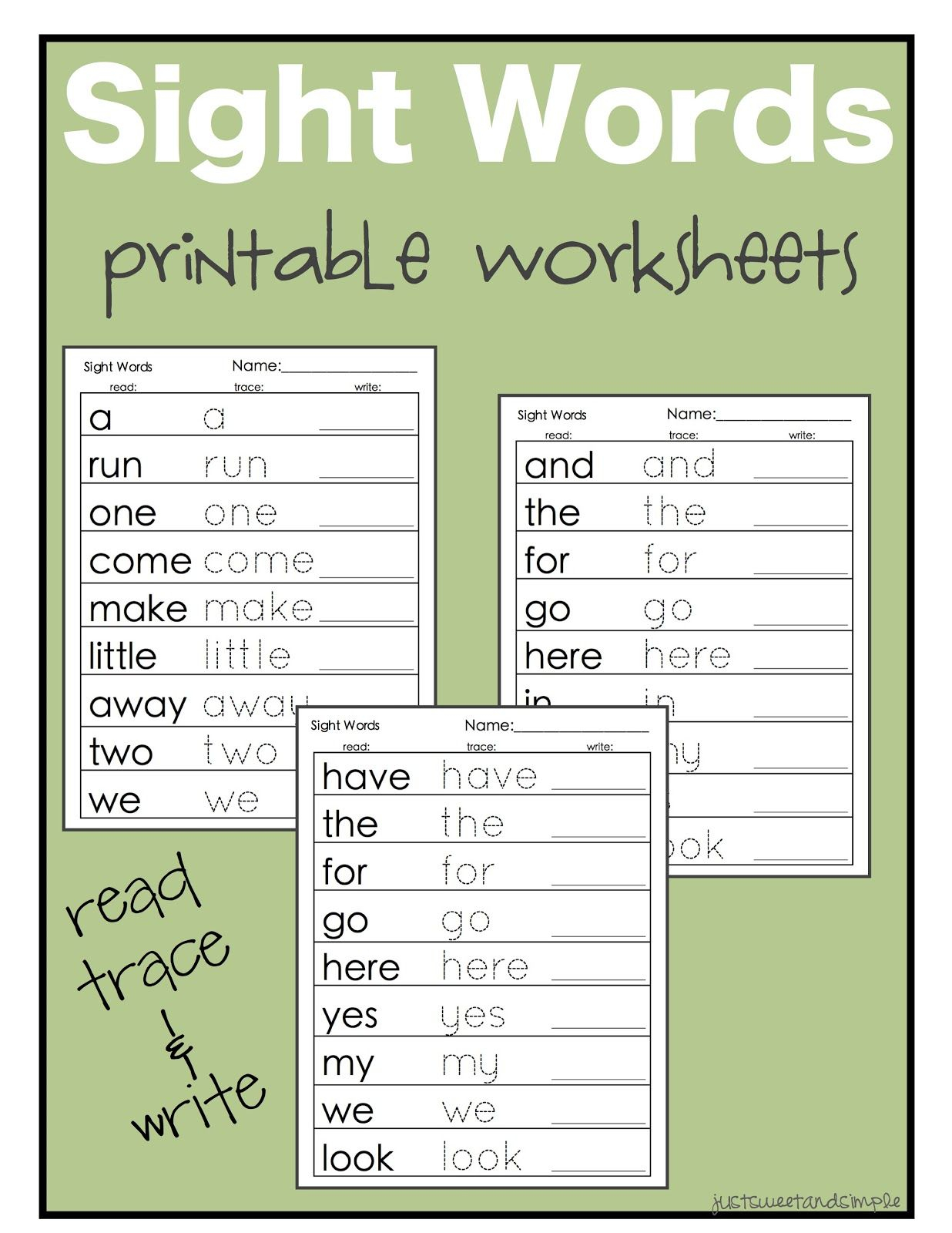 20 Kindergarten Worksheets Sight Words Sentences Free