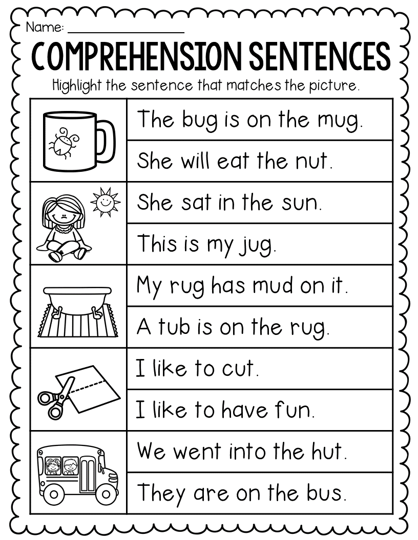 20 Kindergarten Worksheets Sight Words Sentences Free