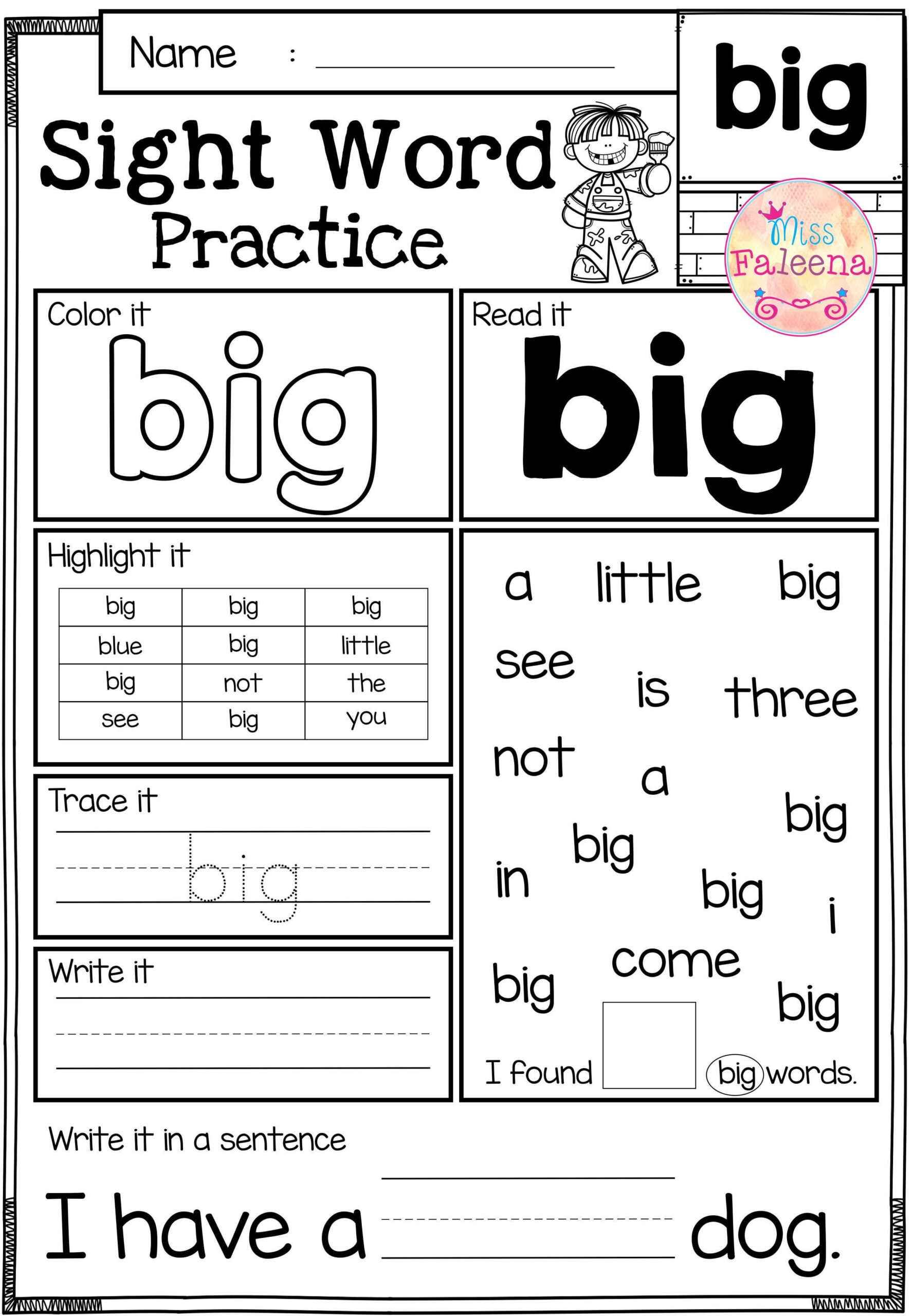 20 Kindergarten Worksheets Sight Words Sentences Pdf