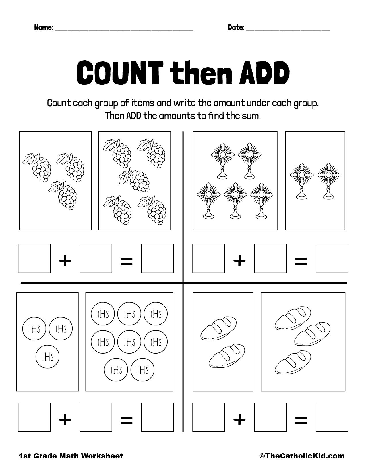 20 Math Worksheets For 1St Grade Free