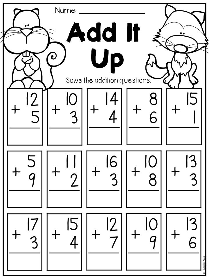 20 Math Worksheets For 1St Grade Free