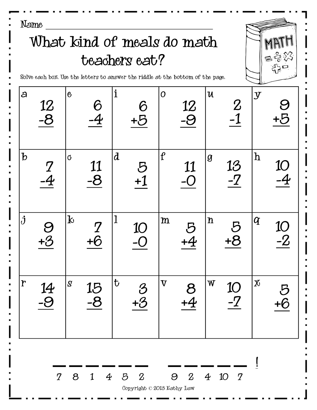 20 Math Worksheets For 1St Grade Free