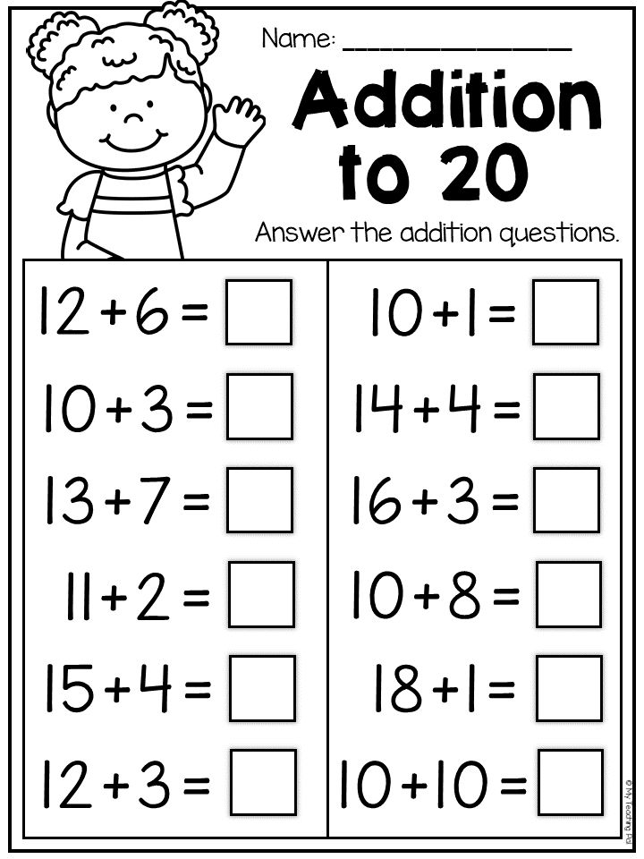 20 Math Worksheets For 1St Grade Pdf