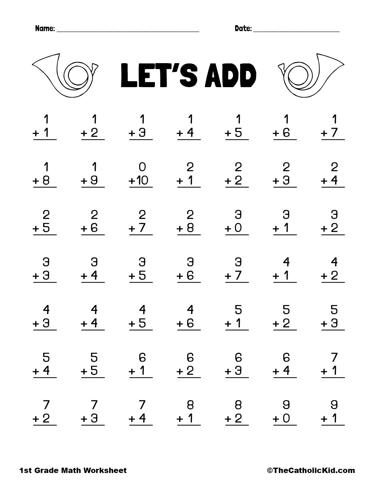 20 Math Worksheets For 1St Grade Pdf