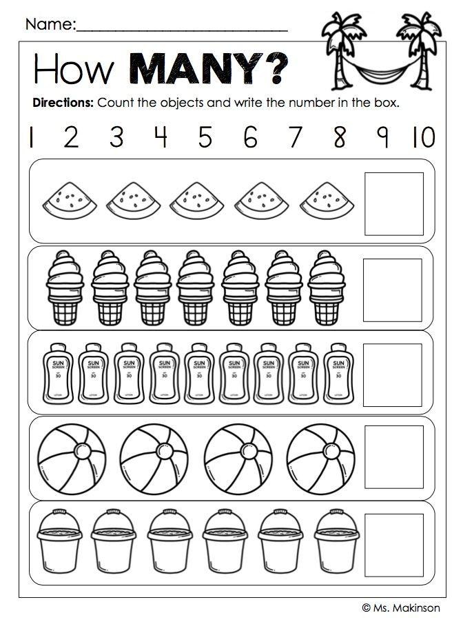 20 Math Worksheets For Kindergarten 1-20 Free