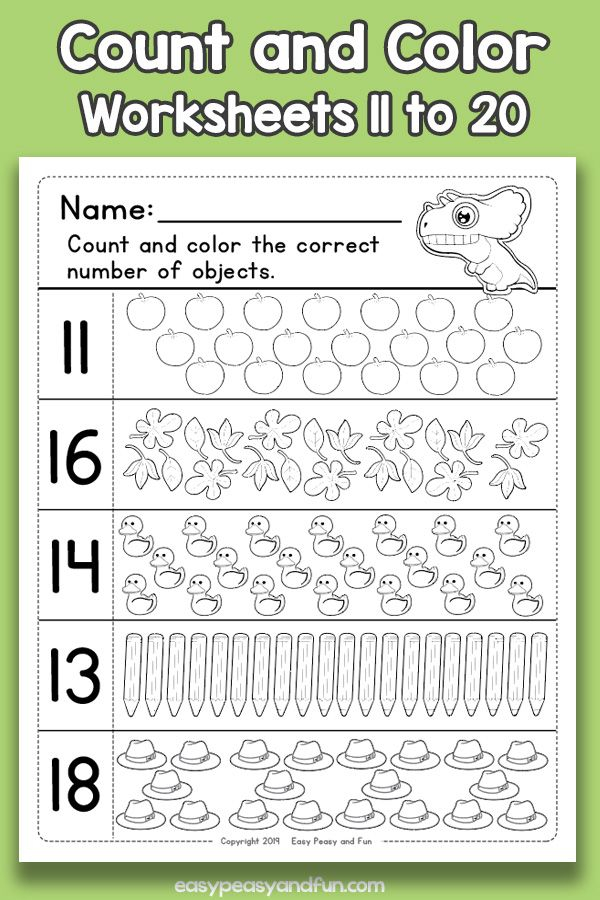 20 Math Worksheets For Kindergarten 1-20 Free