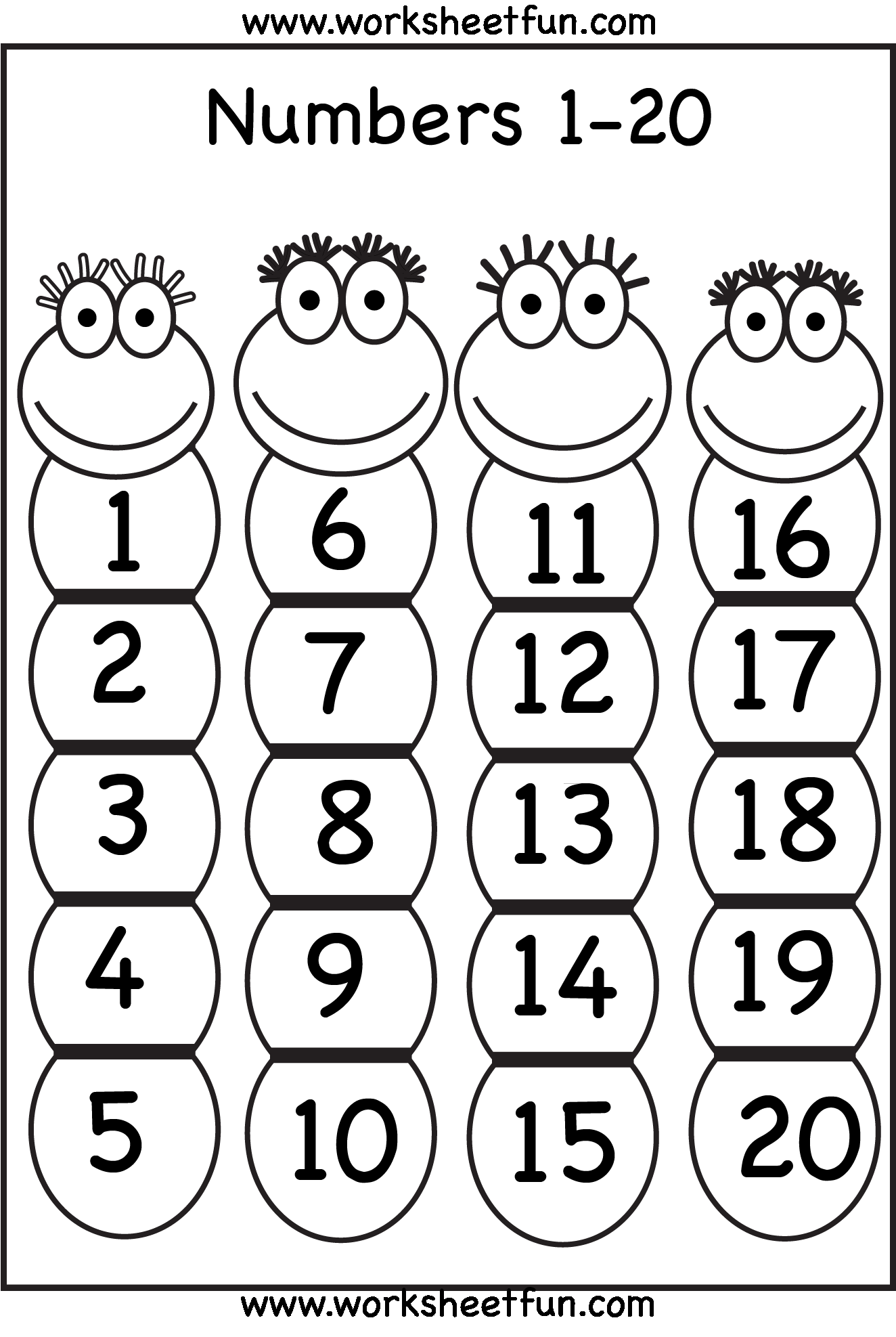 20 Math Worksheets For Kindergarten 1-20 Pdf