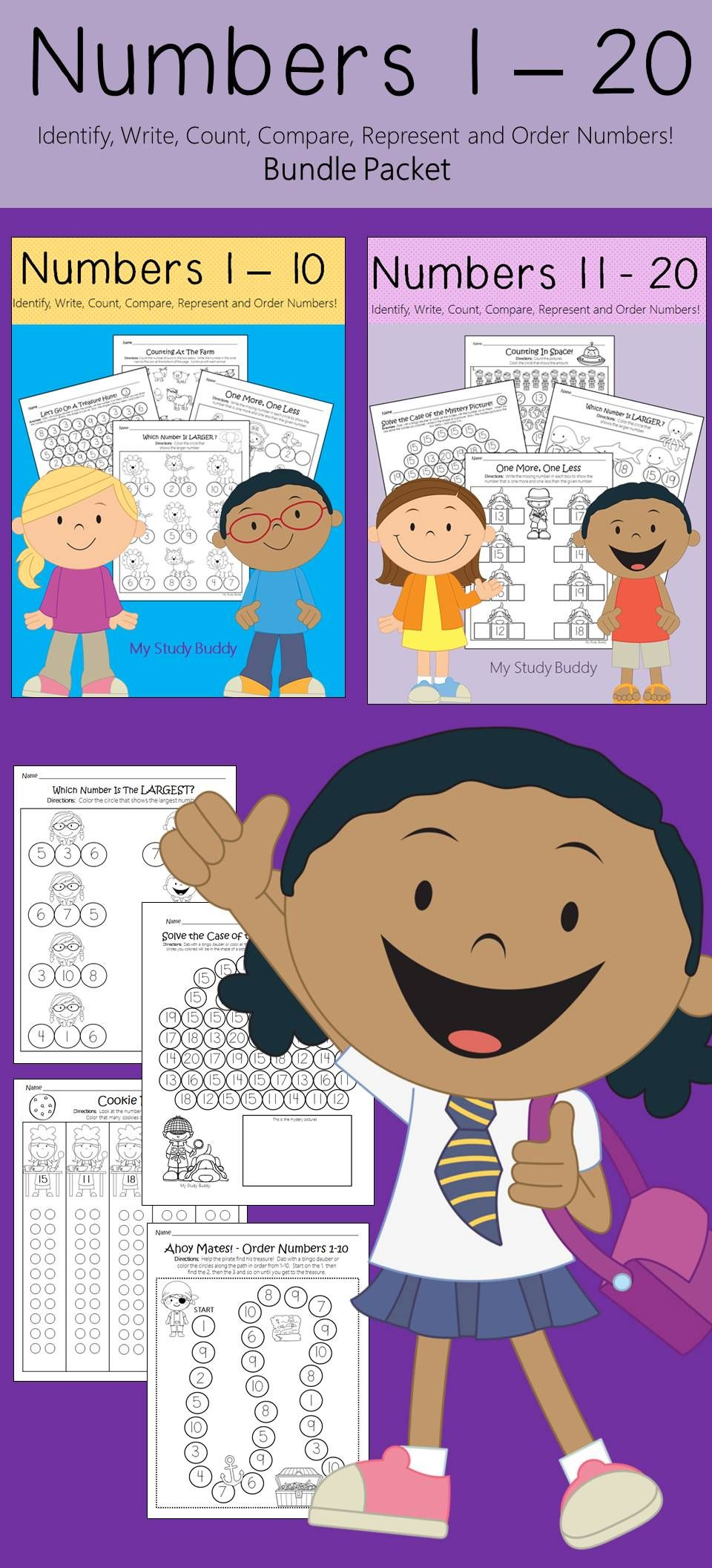 20 Math Worksheets For Kindergarten 1-20 Pdf