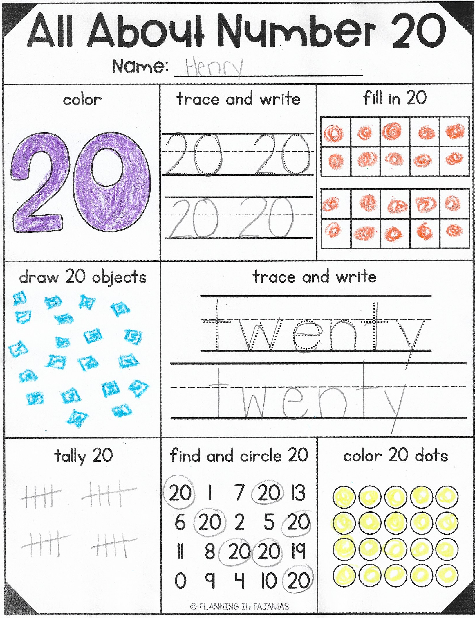 20 Math Worksheets For Kindergarten 1-20 Pdf