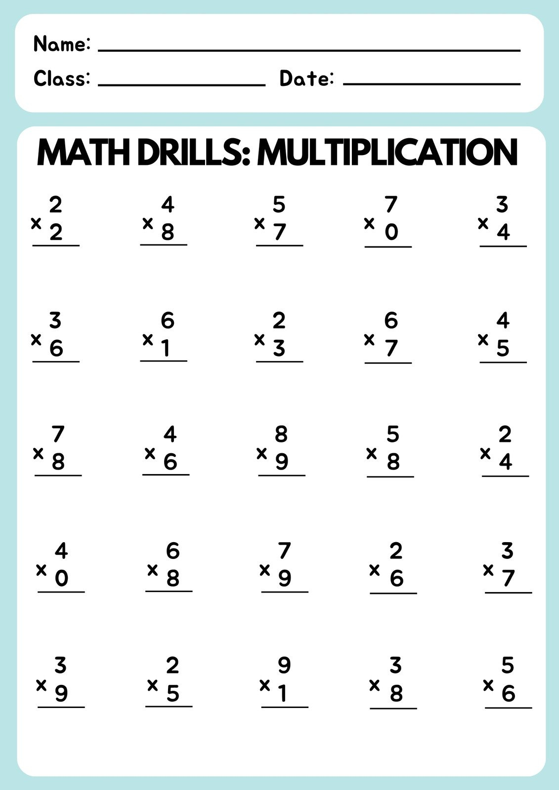 20 Math Worksheets For Kindergarten Multiplication Free