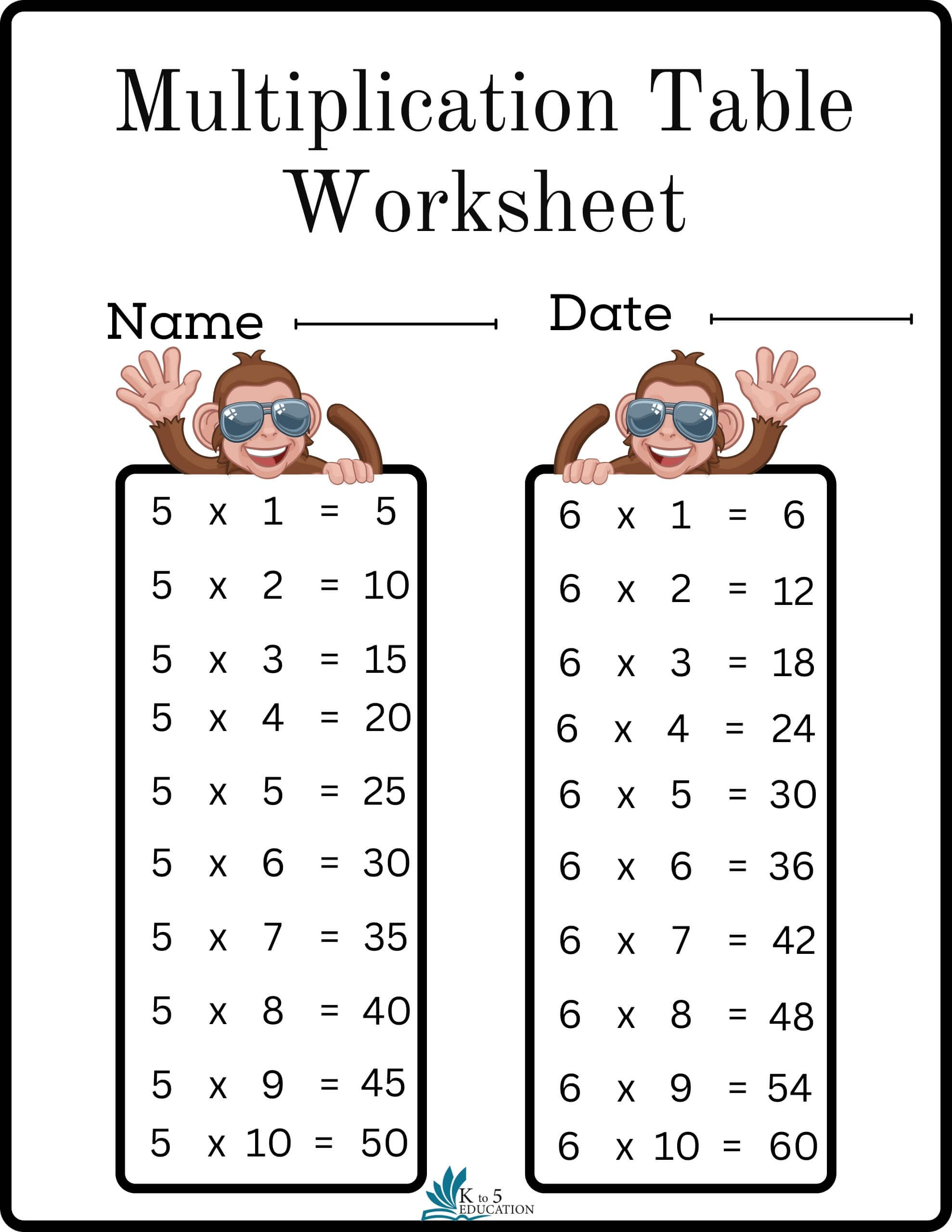 20 Multiplication Table Worksheets For Grade 1 Pdf