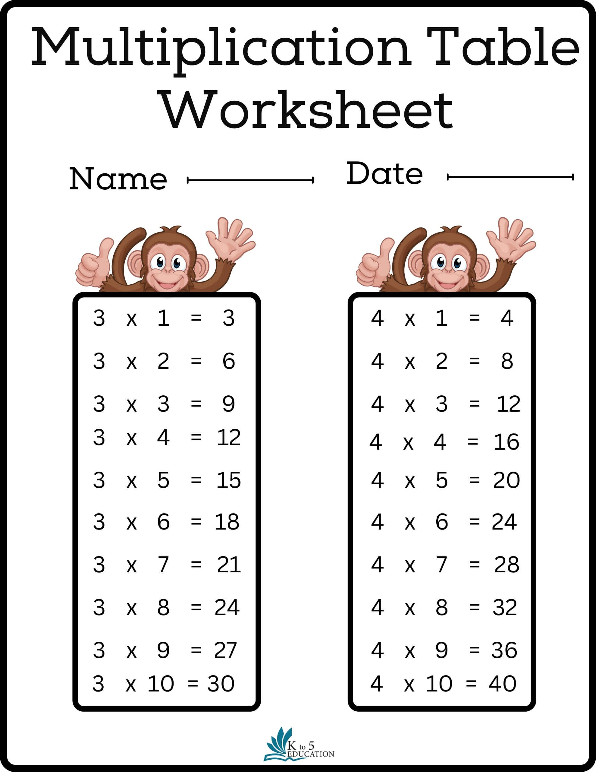 20 Multiplication Table Worksheets For Grade 1 Pdf