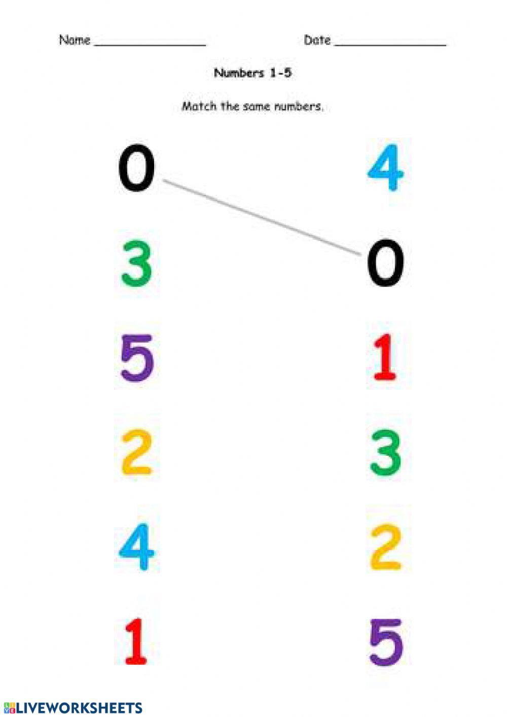 20 Number Matching Worksheets For Kindergarten Free