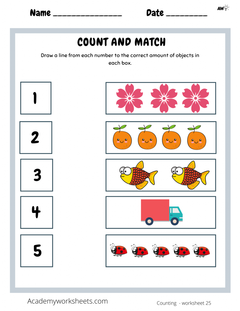 20 Number Matching Worksheets For Kindergarten Free