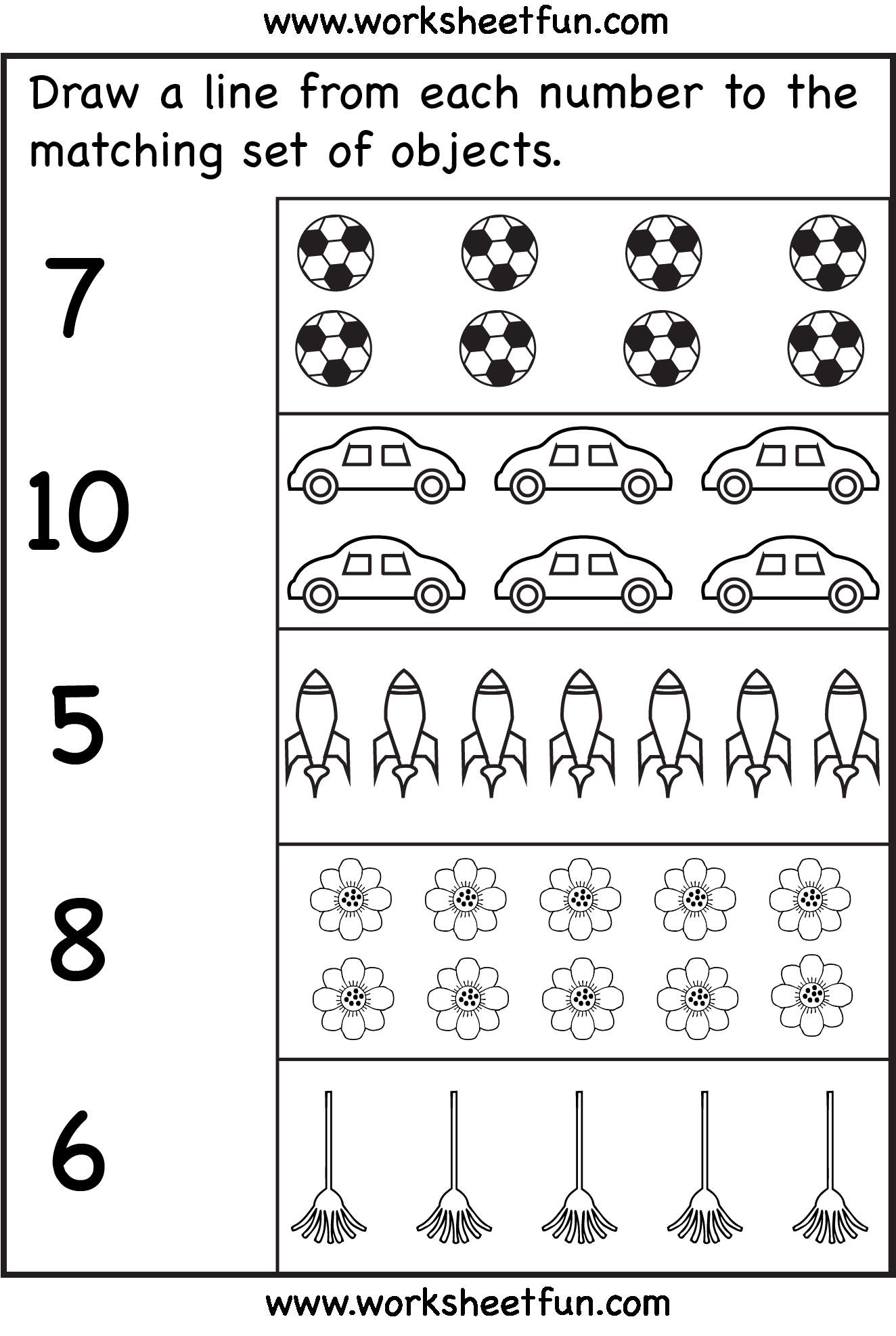 20 Number Matching Worksheets For Kindergarten Free