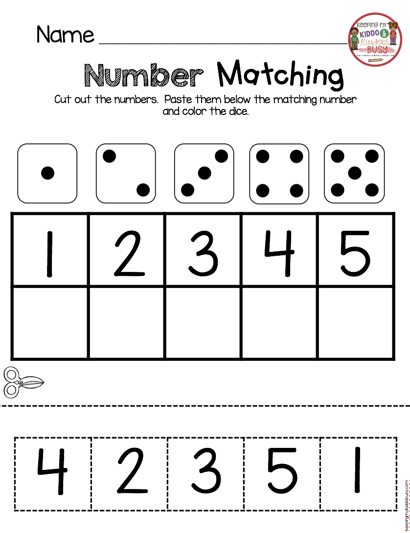 20 Number Matching Worksheets For Kindergarten Free