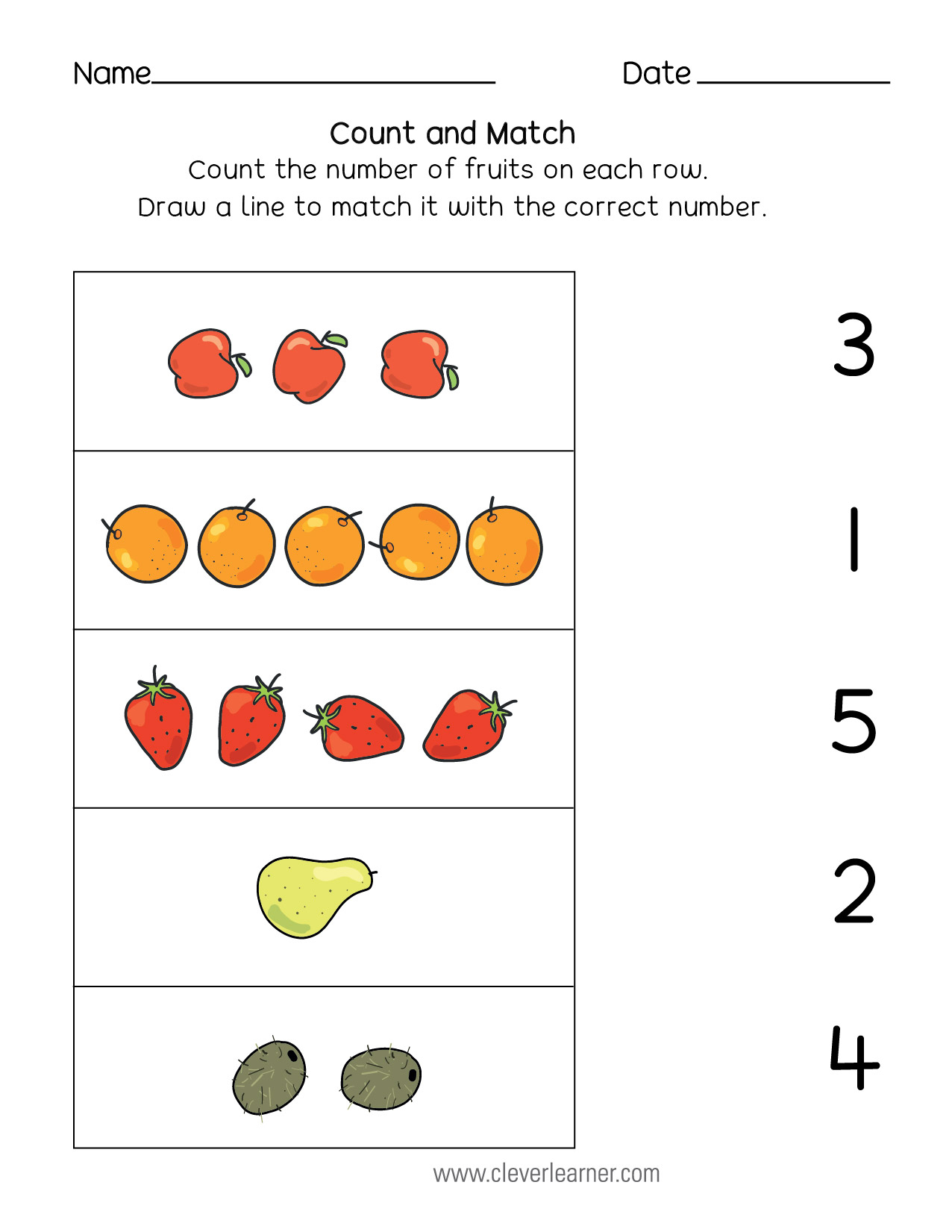 20 Number Matching Worksheets For Kindergarten Pdf