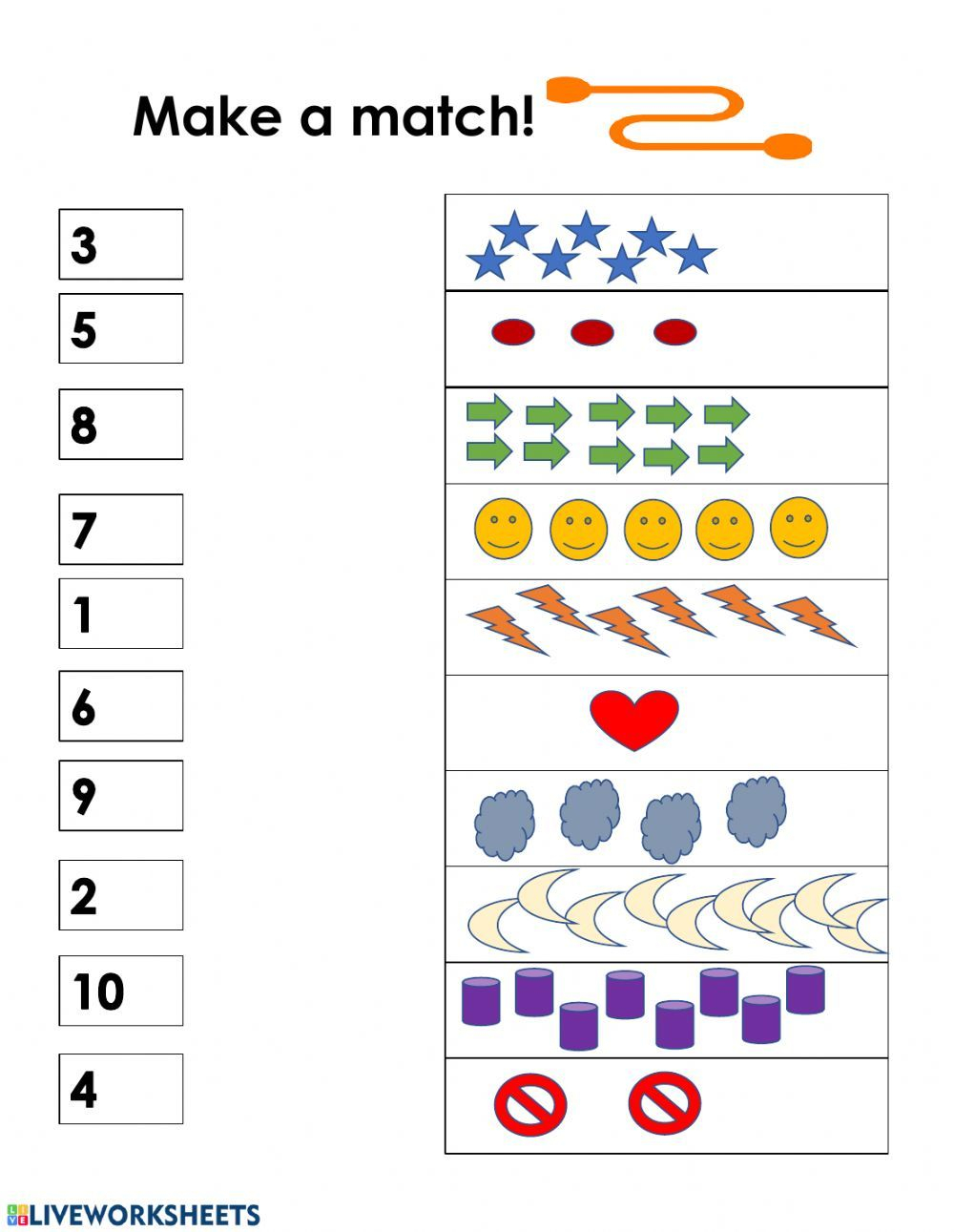 20 Number Matching Worksheets For Kindergarten Pdf