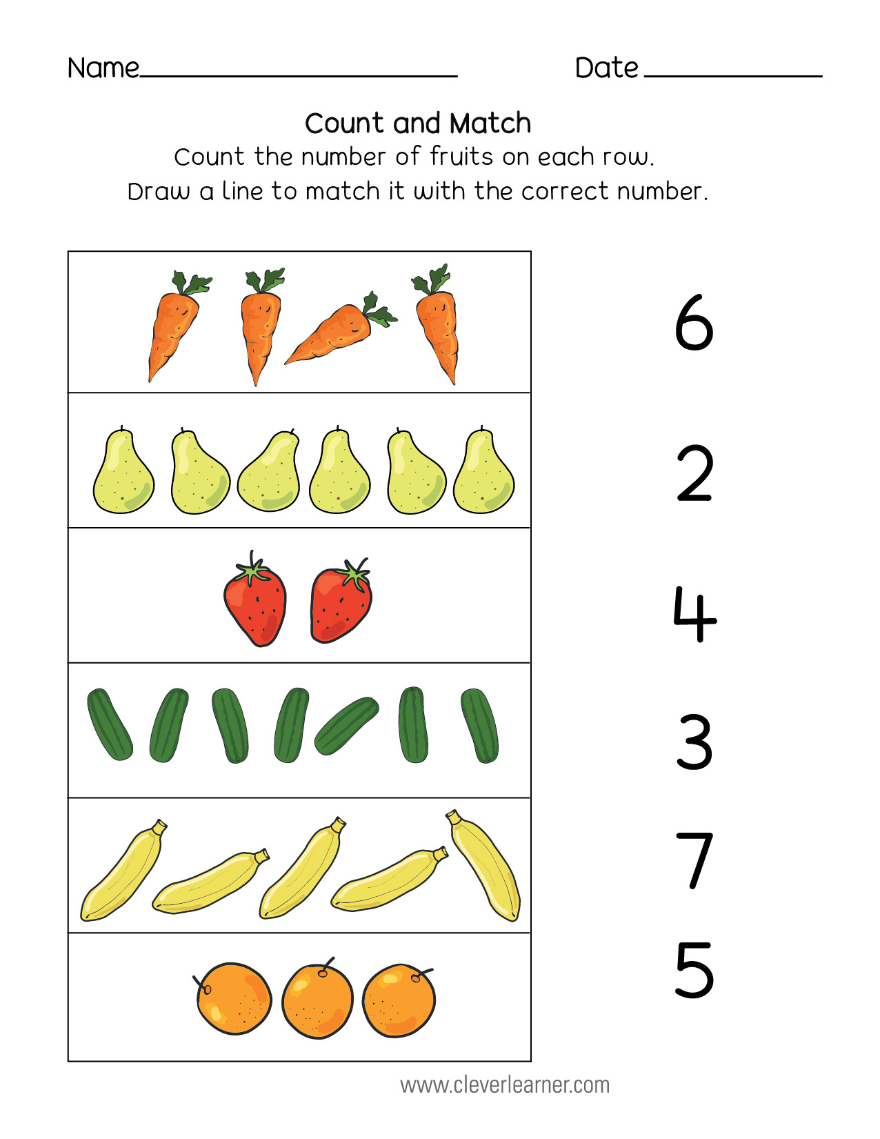 20 Number Matching Worksheets For Kindergarten Pdf