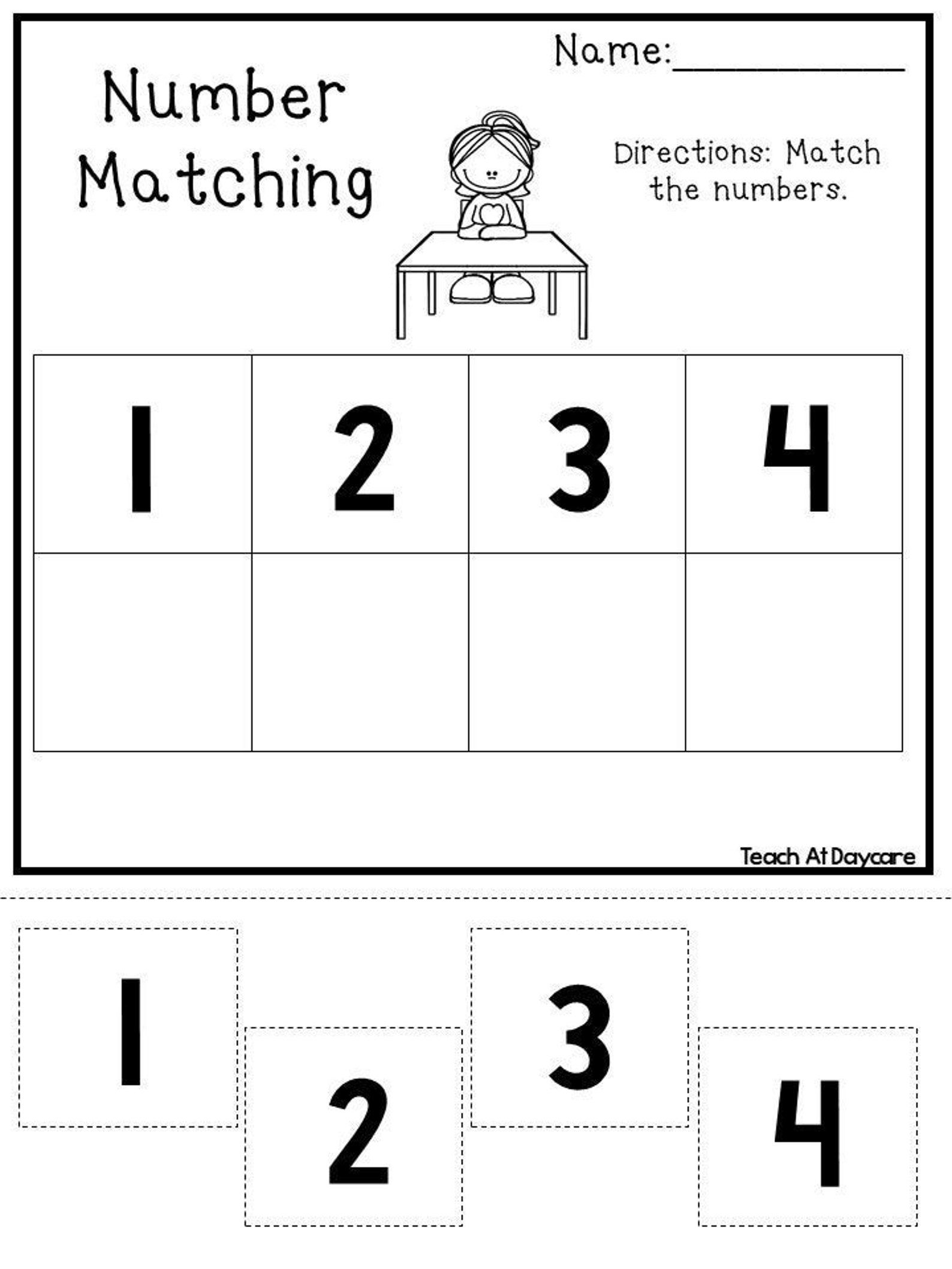 20 Number Matching Worksheets For Kindergarten Pdf