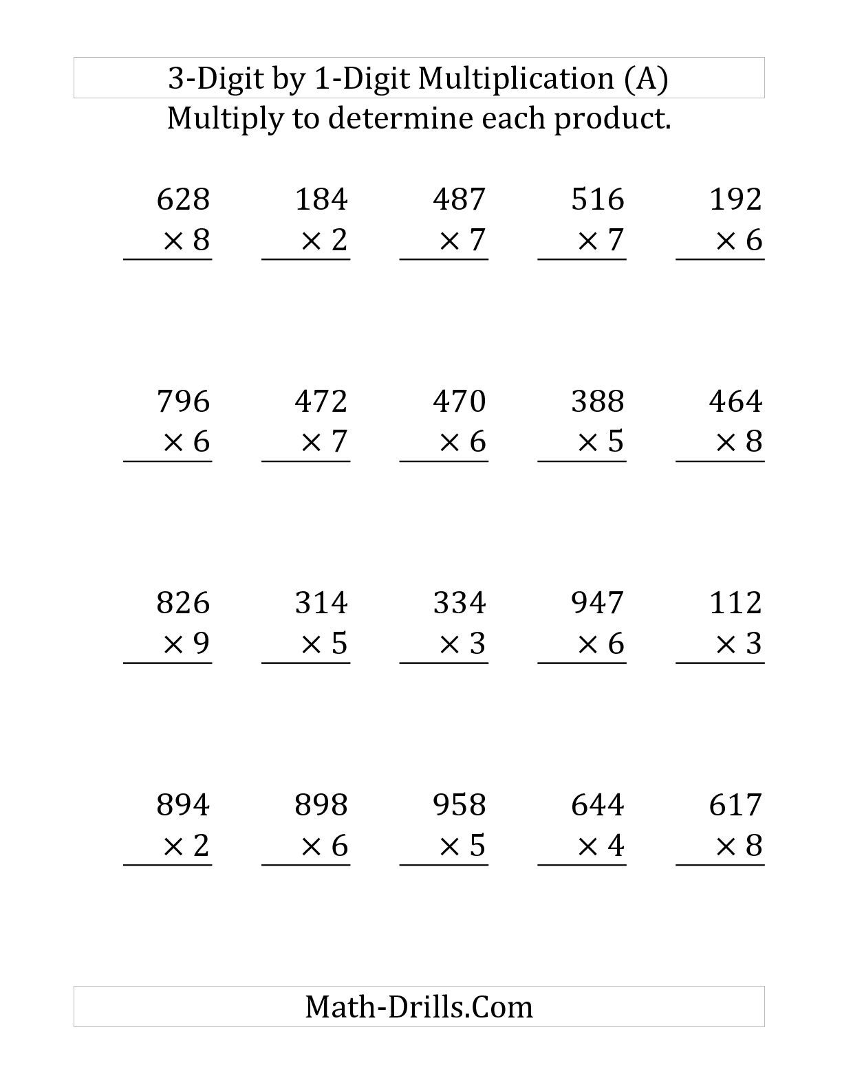 20 Printable Multiplication Worksheets 4Th Grade Free