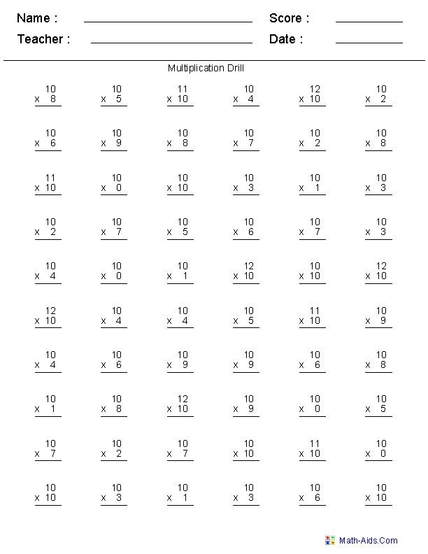 20 Printable Multiplication Worksheets 4Th Grade Pdf