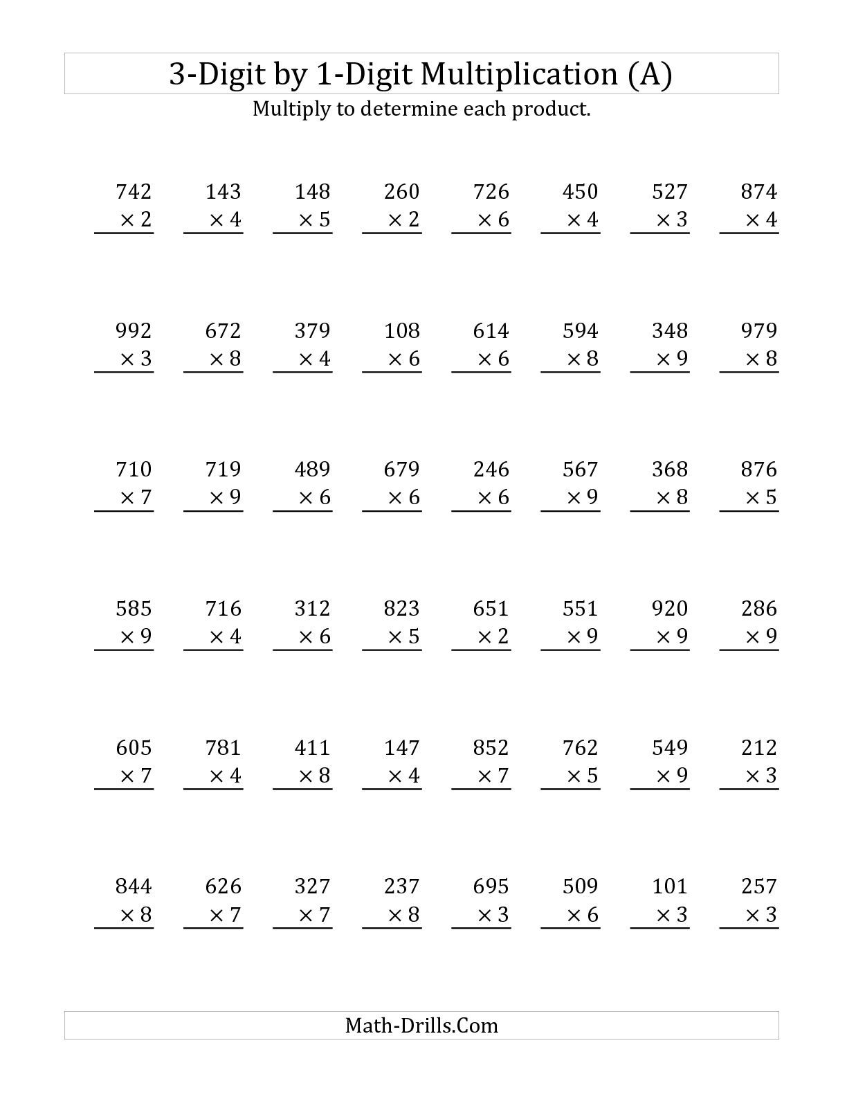 20 Printable Multiplication Worksheets 4Th Grade Pdf