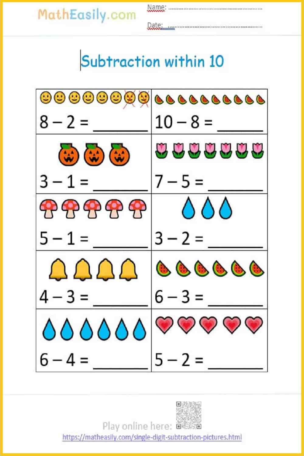 20 Subtraction Worksheets For Kindergarten 2 Free