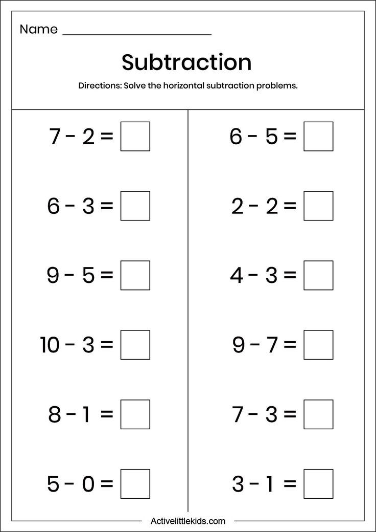 20 Subtraction Worksheets For Kindergarten 2 Free