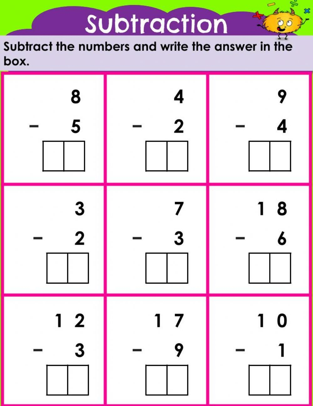 20 Subtraction Worksheets For Kindergarten 2 Free