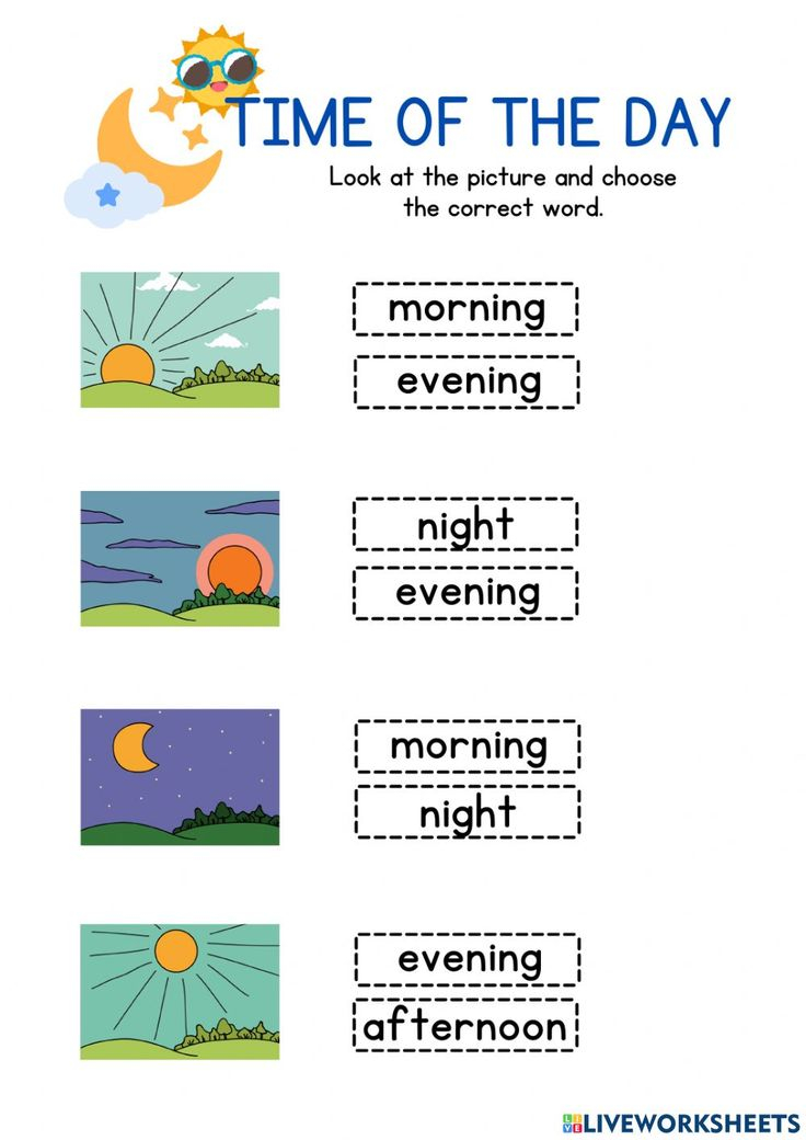 20 Worksheets For Kindergarten Day And Night Free