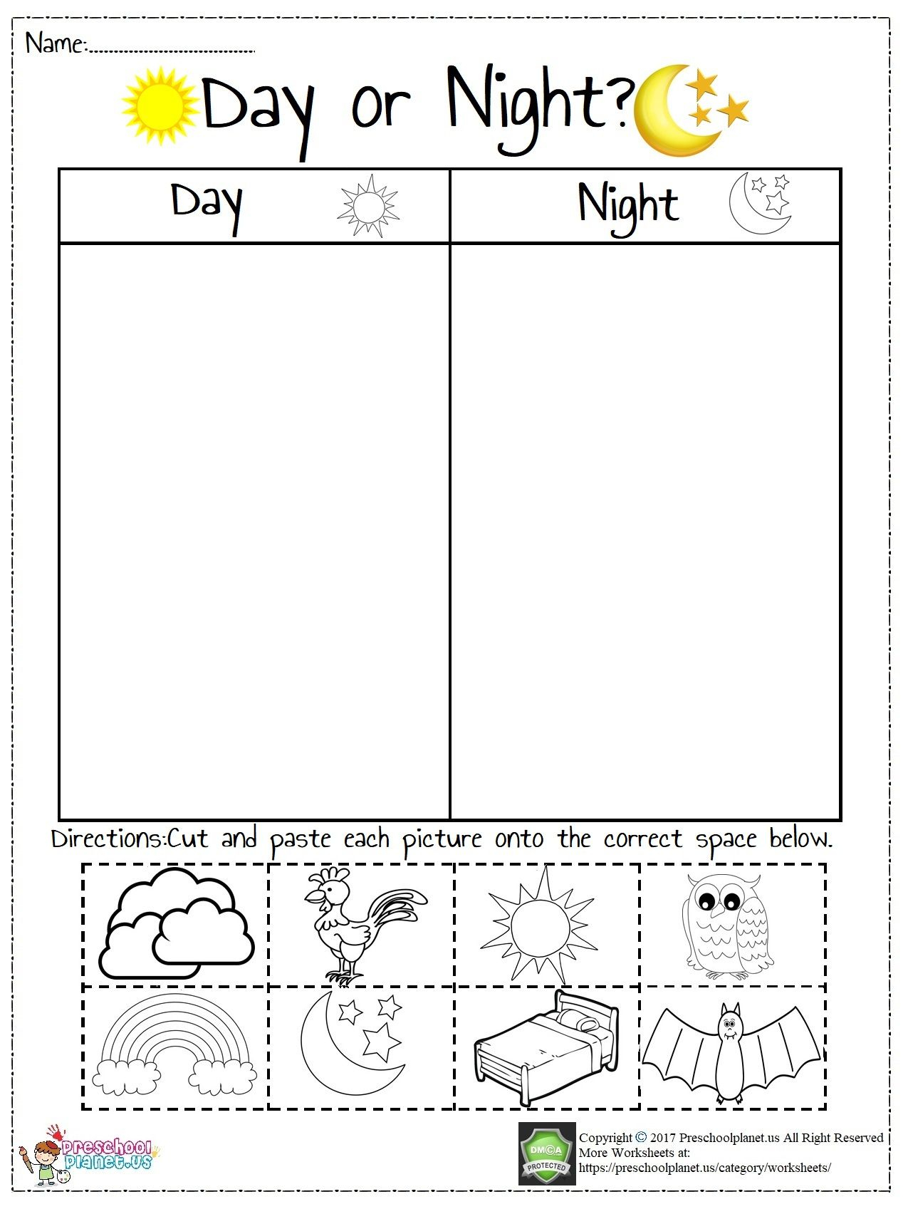 20 Worksheets For Kindergarten Day And Night Pdf