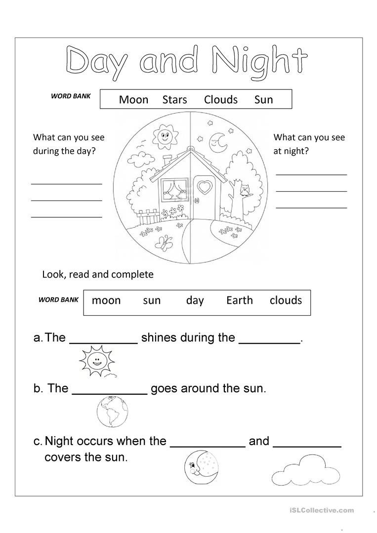 20 Worksheets For Kindergarten Day And Night Pdf